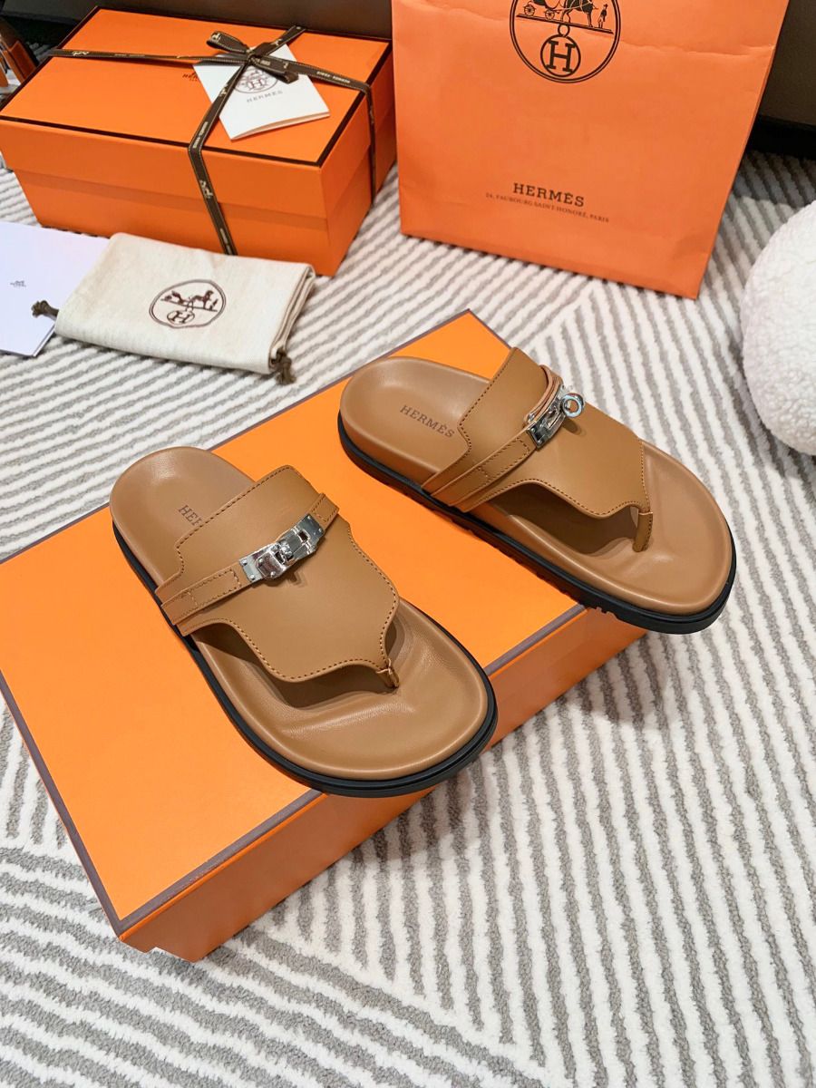 Hermes Empire Sandals in Brown Calfskin - Image 8