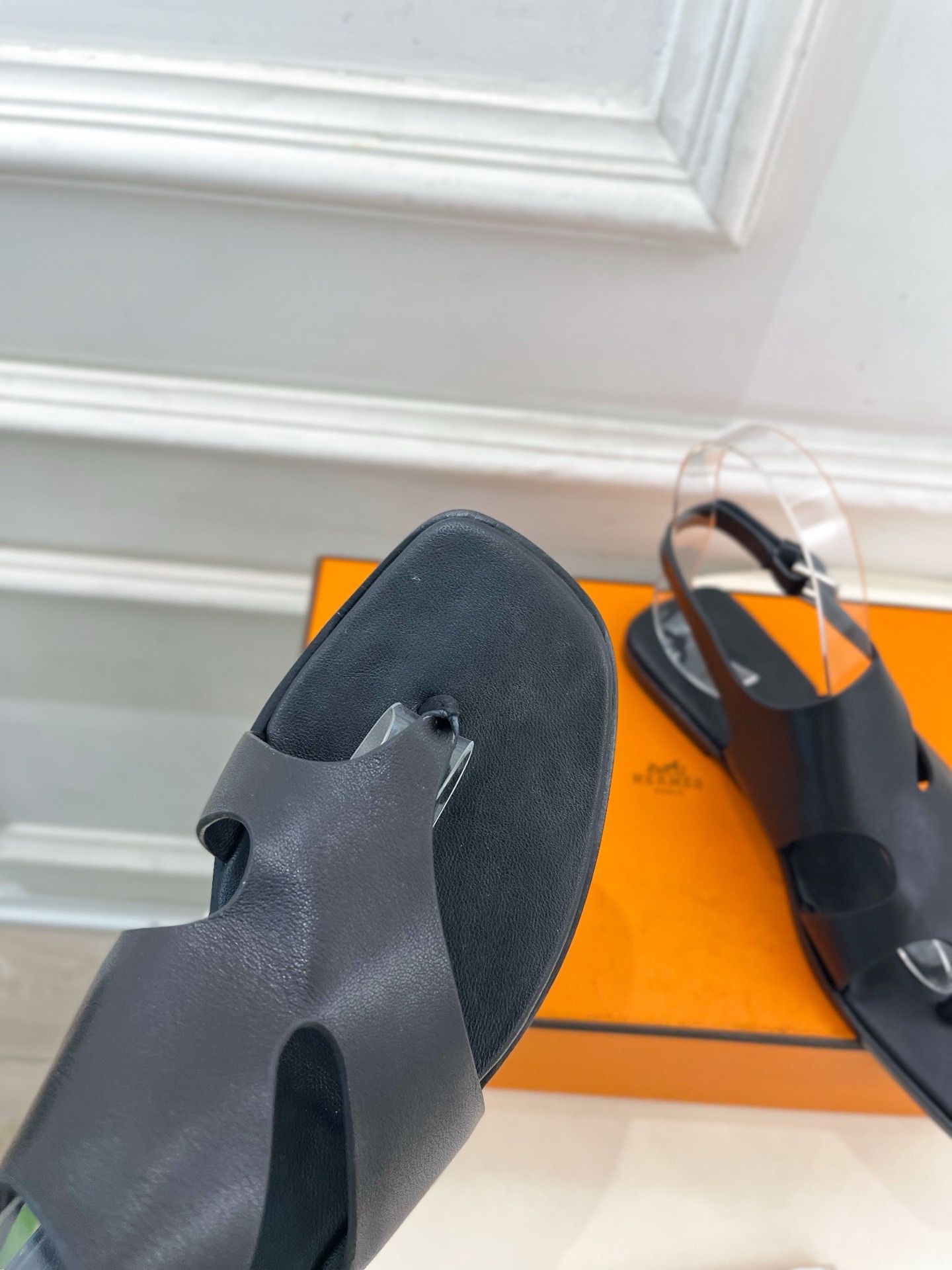 Hermes Karen Sandals in Black Calfskin - Image 7