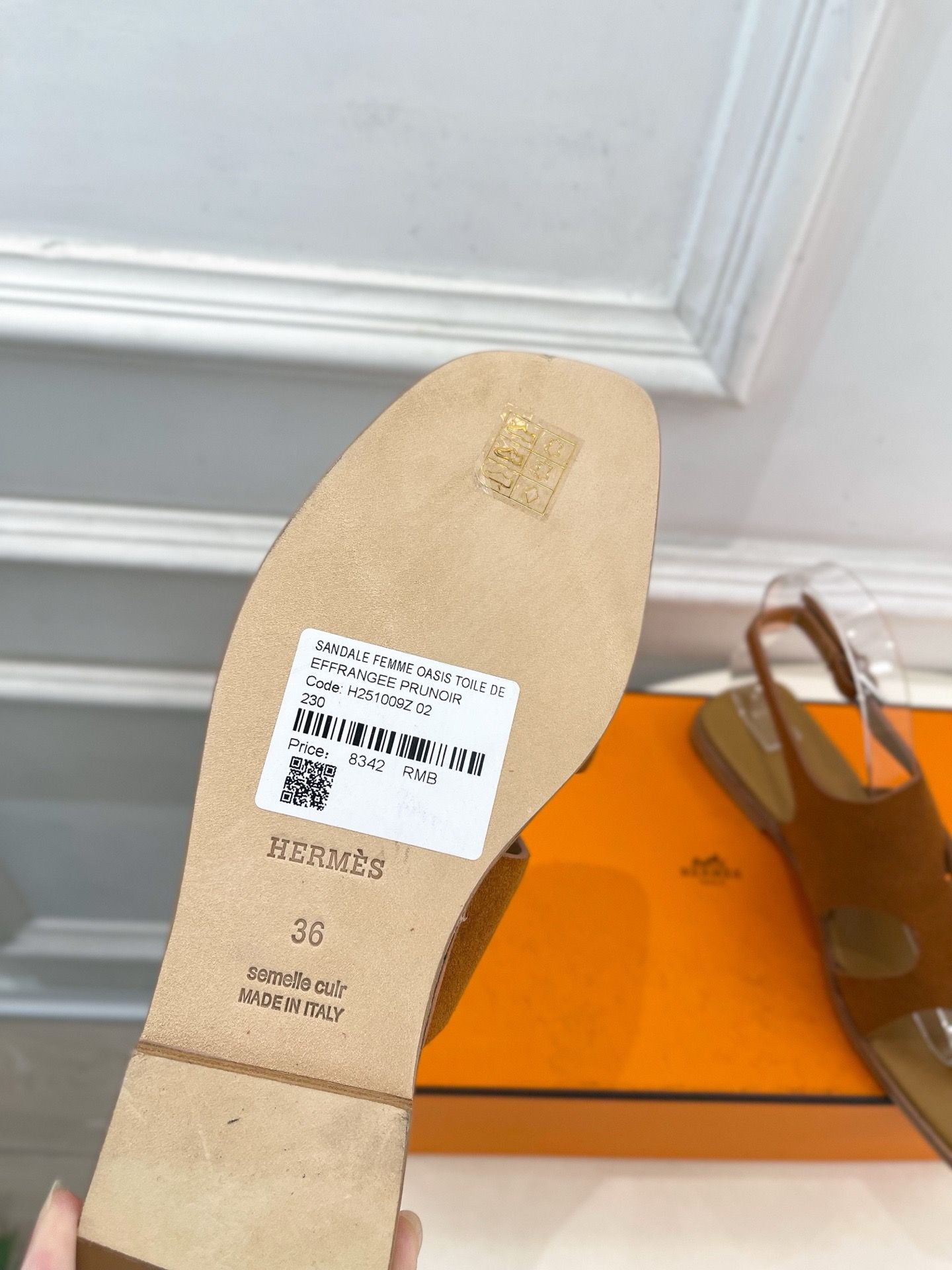 Hermes Karen Sandals in Brown Suede Calfskin - Image 10