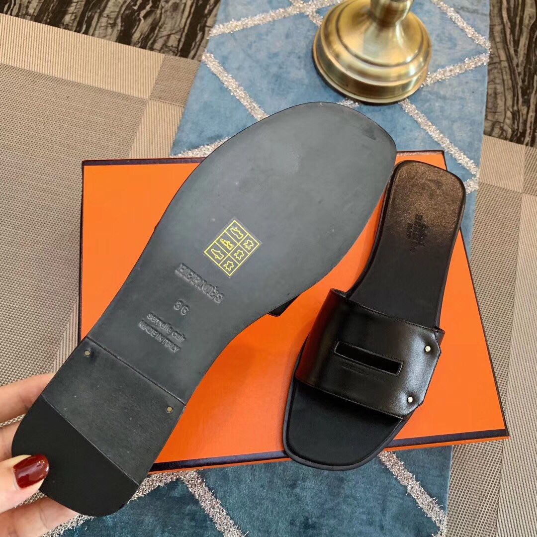 Hermes View Sandals In Black Calfskin leather - Image 8