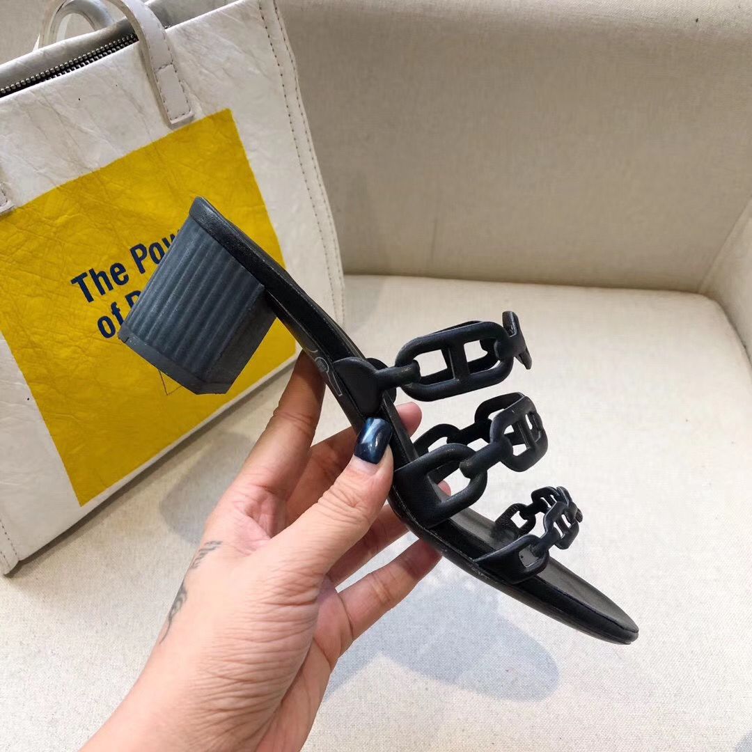 Hermes Tandem Sandals In Black Lambskin - Image 3