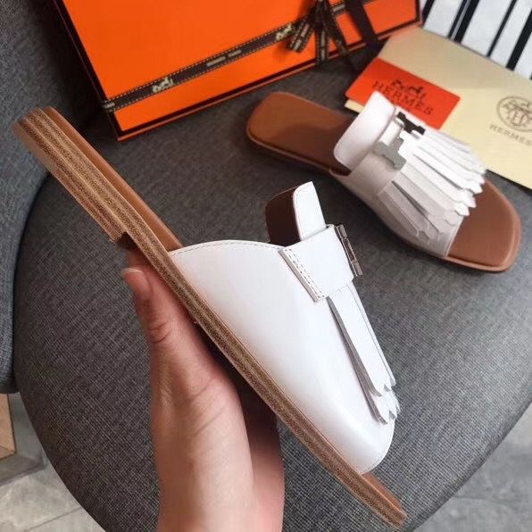 Hermes Auteuil Sandals In White Calfskin - Image 7