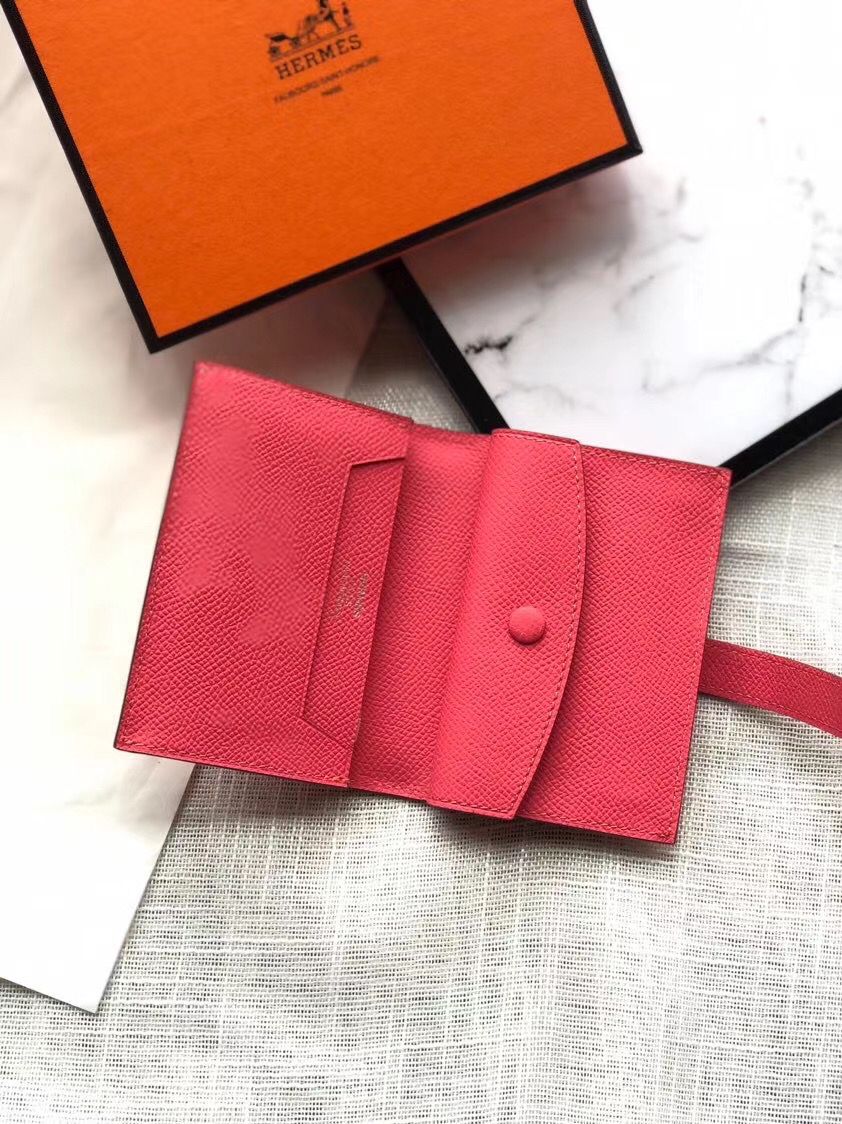 Hermes Bearn Mini Wallet In Rose Lipstick Epsom Leather - Image 4