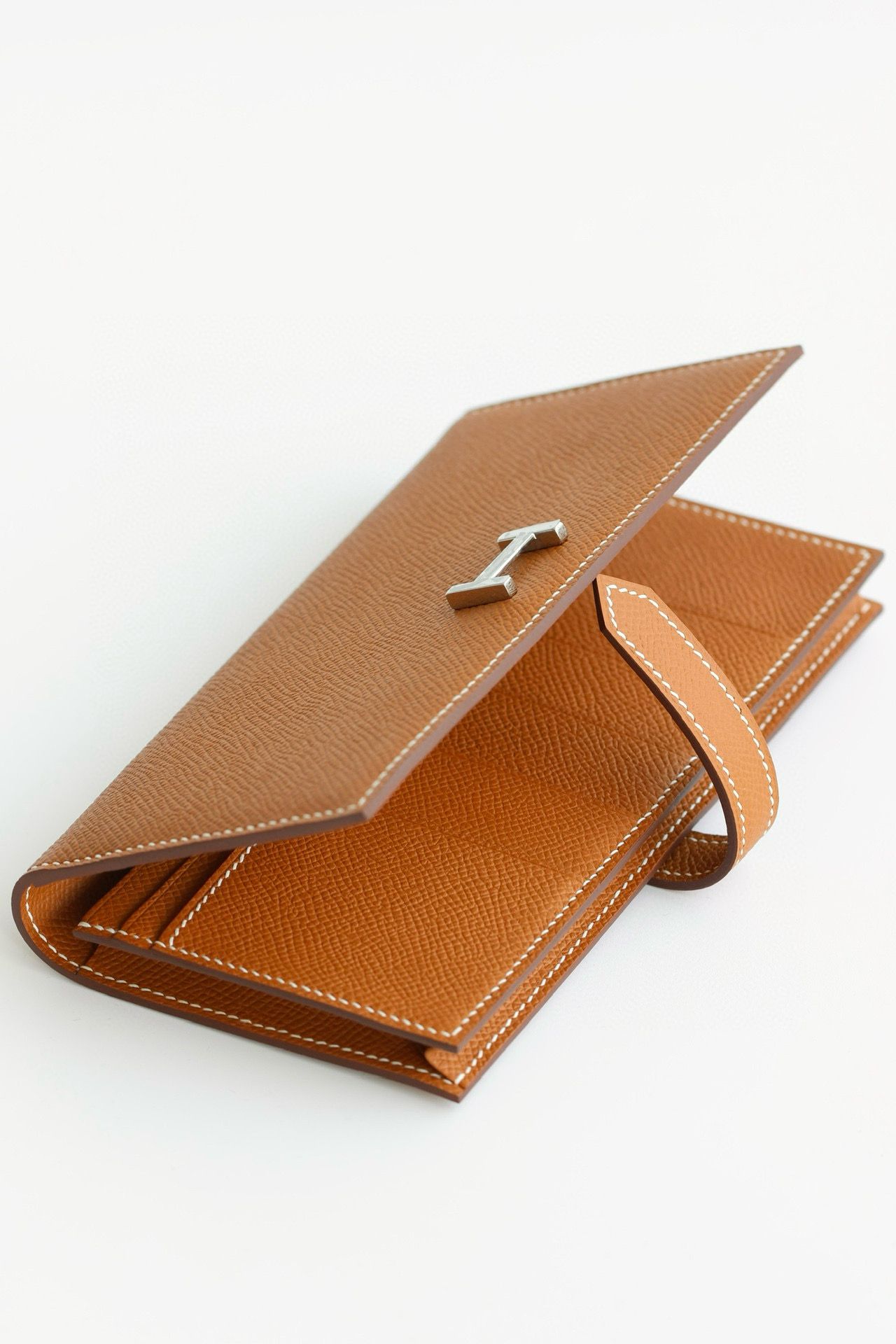 Hermes Bearn Long Handmade Wallet in Gold Epsom Calfskin - Image 4