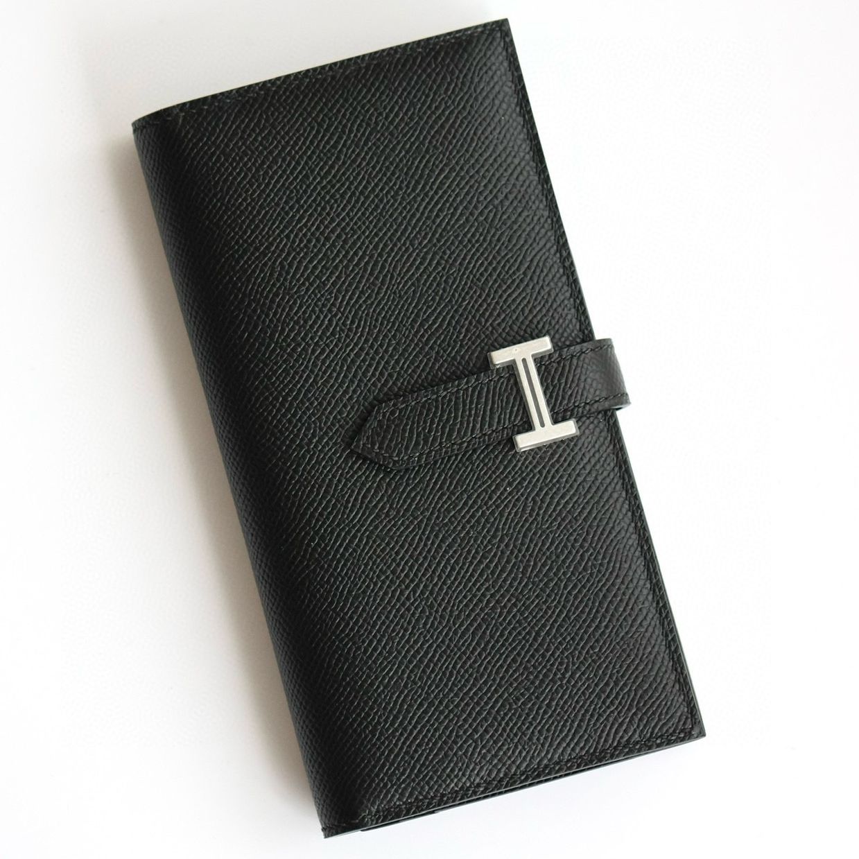 Hermes Bearn Long Handmade Wallet in Black Epsom Calfskin