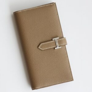 Hermes Bearn Long Handmade Wallet in Taupe Epsom Calfskin