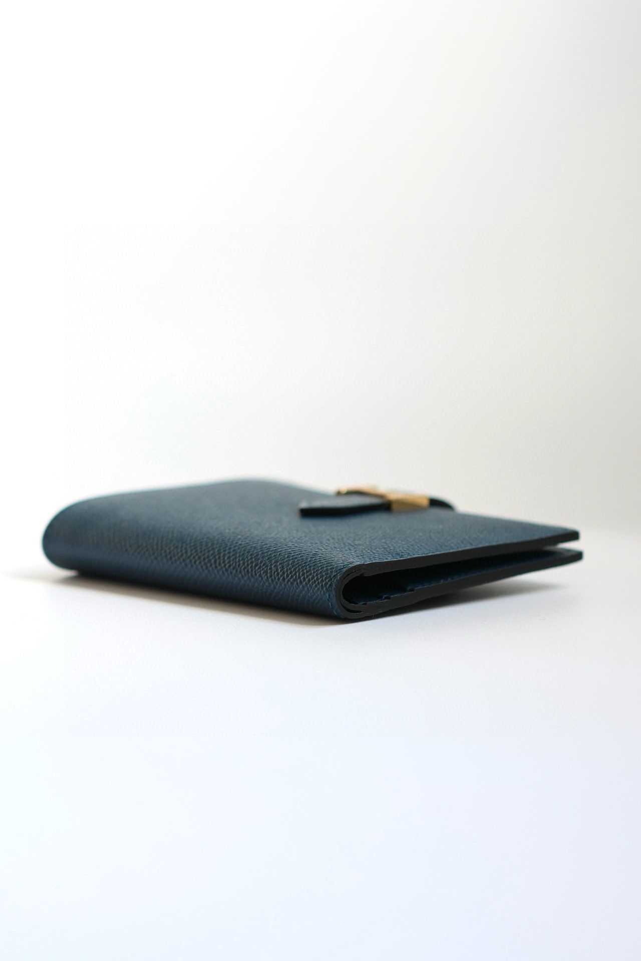 Hermes Bearn Compact Handmade Wallet in Deep Blue Epsom Calfskin - Image 9