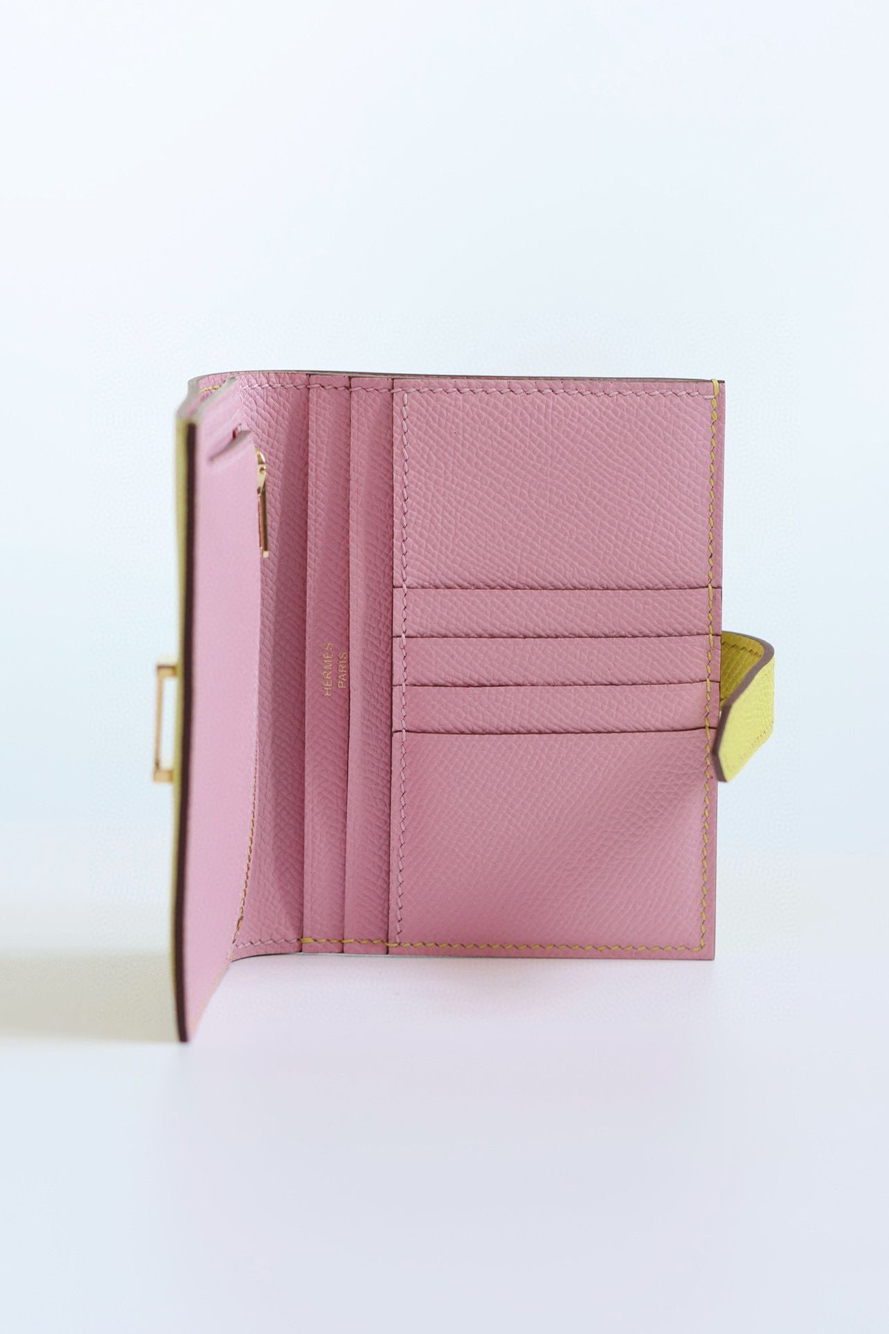 Hermes Bearn Compact Verso Handmade Wallet in Lime Epsom Calfskin - Image 7