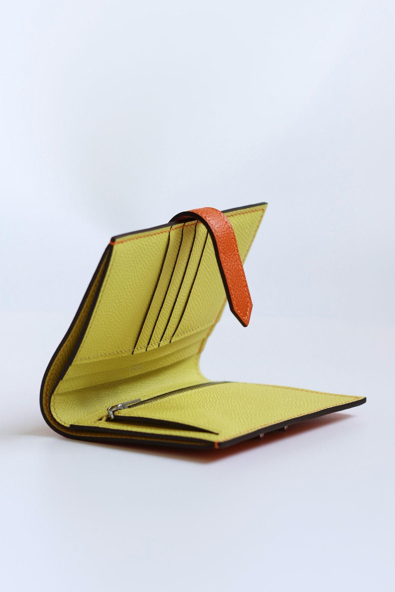 Hermes Bearn Compact Verso Handmade Wallet in Orange Epsom Calfskin - Image 6