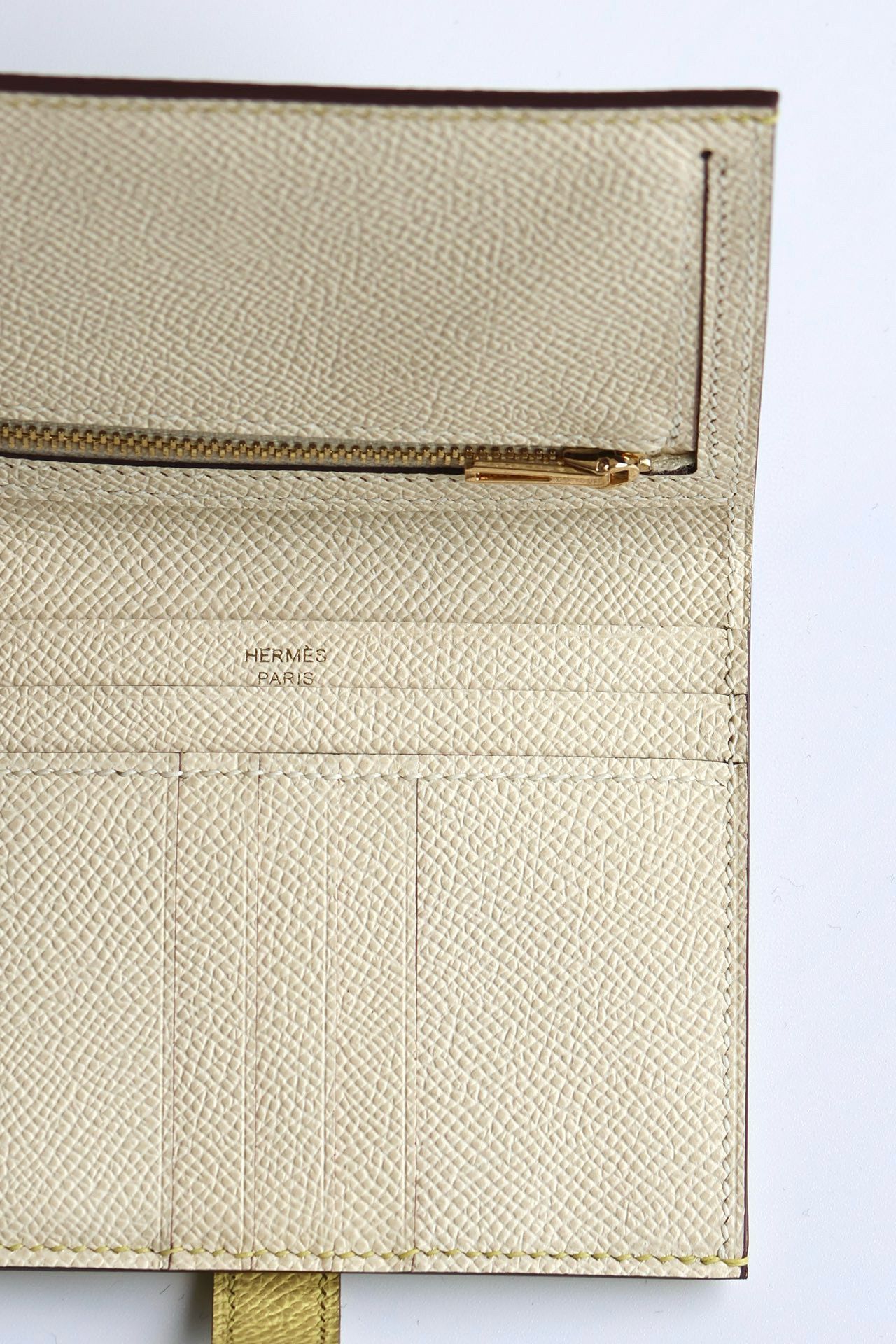 Hermes Bearn Compact Handmade Wallet in Jaune Poussin Epsom Calfskin - Image 8