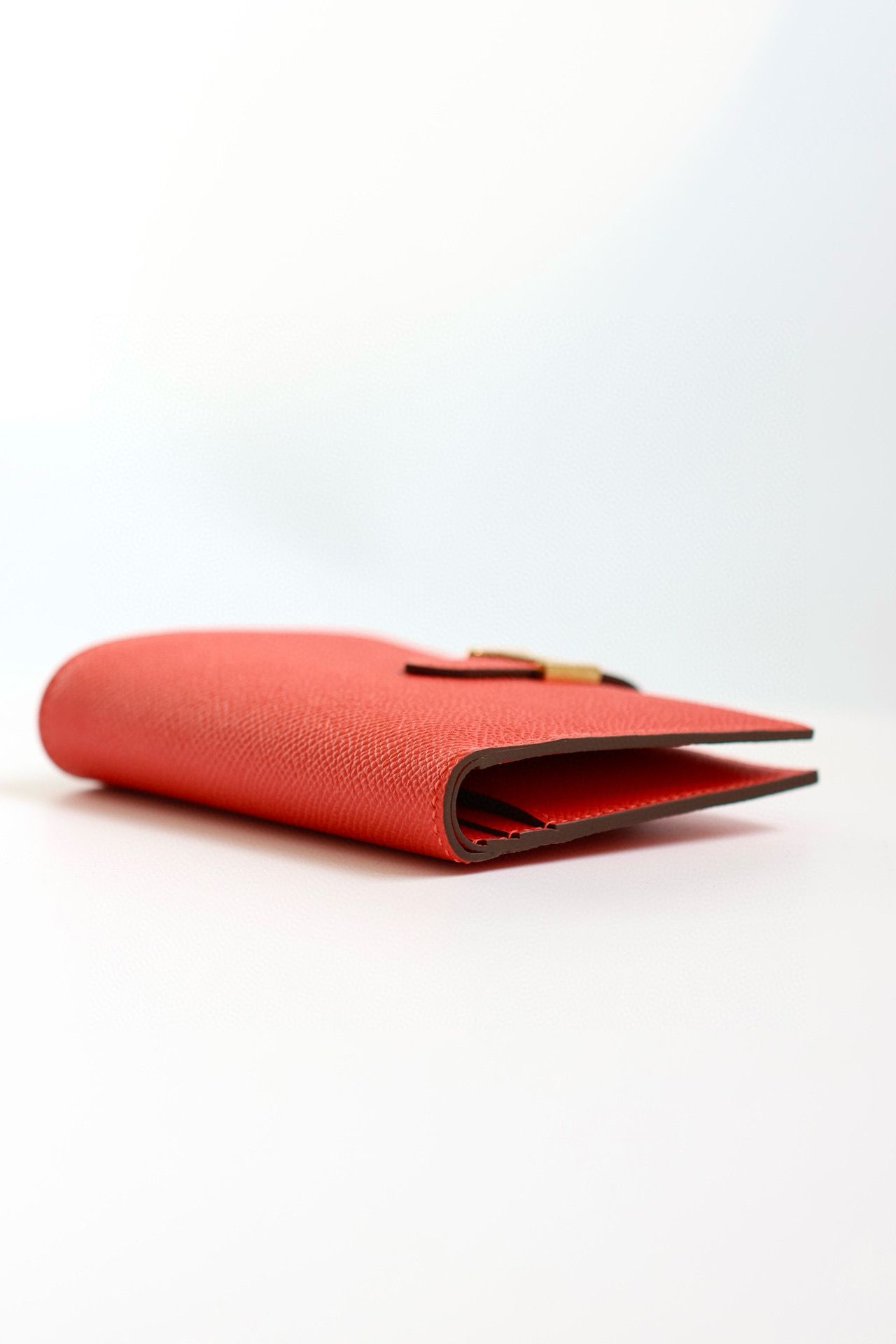 Hermes Bearn Compact Handmade Wallet in Red Epsom Calfskin - Image 9
