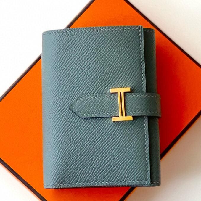 Hermes Bearn Tri-fold Handmade Wallet in Vert Amande Epsom Leather