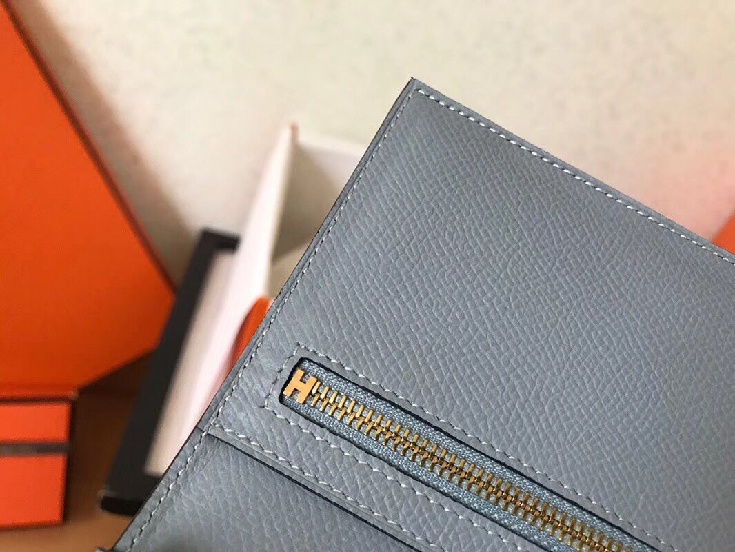 Hermes Blue Lin Epsom Bearn Gusset Wallet - Image 7