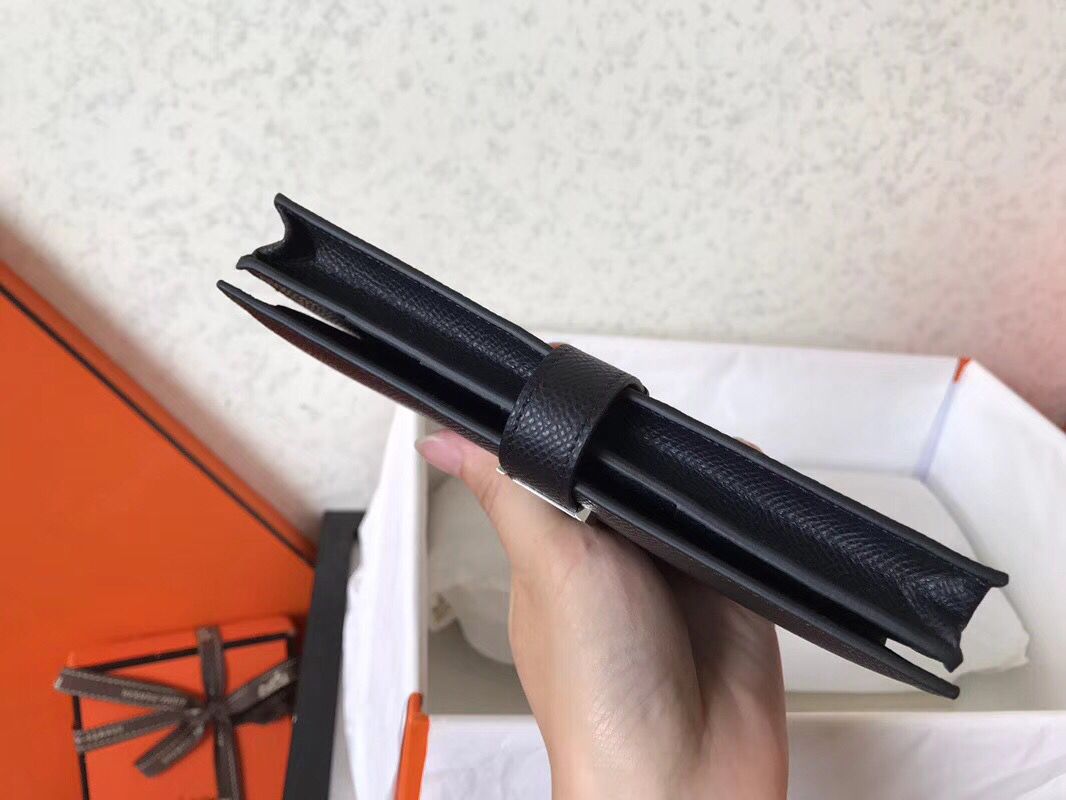Hermes Black Epsom Bearn Gusset Wallet - Image 4
