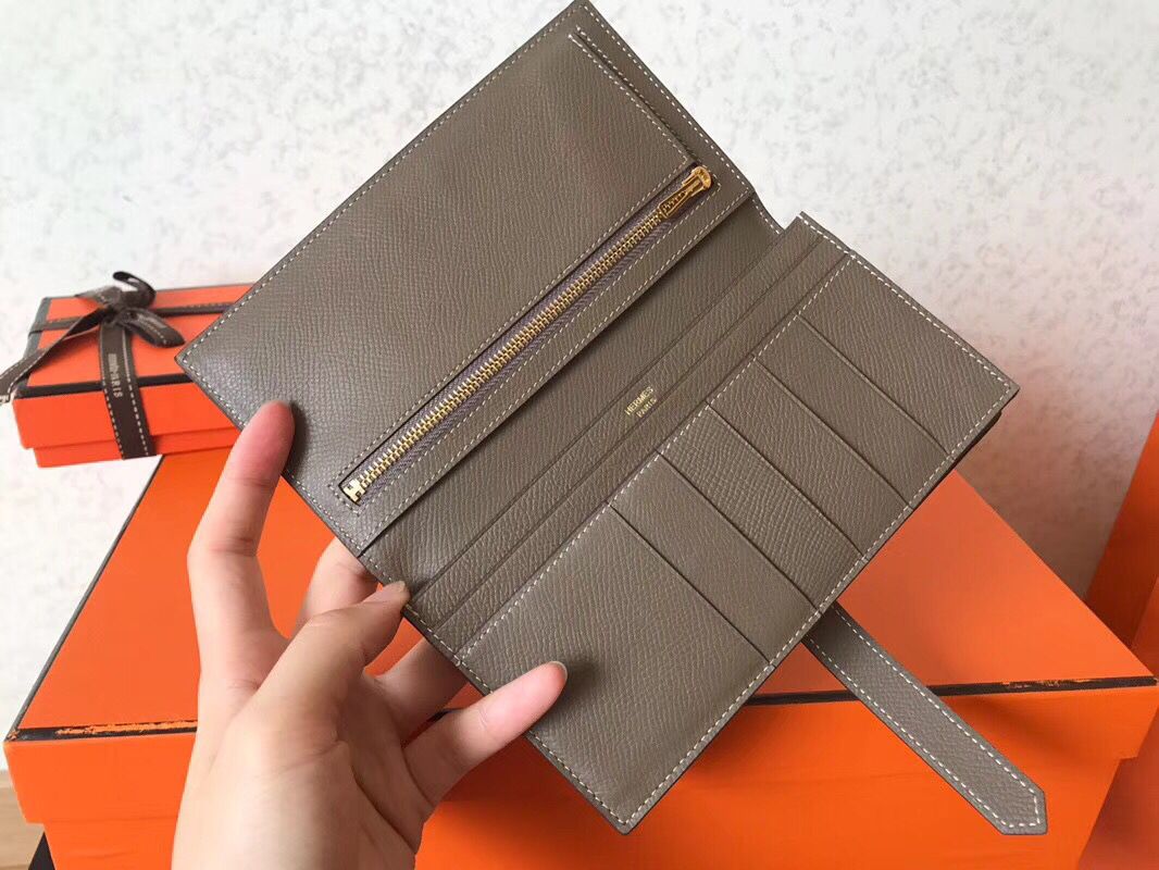 Hermes Taupe Epsom Bearn Gusset Wallet - Image 4