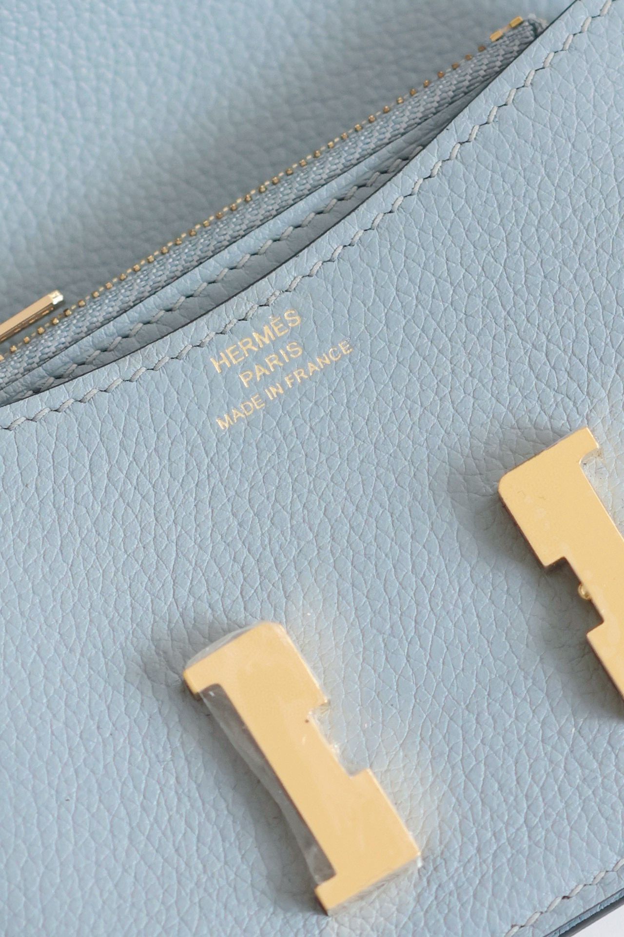 Hermes Constance Slim Wallet in Blue Lin Evercolor Calfskin - Image 4