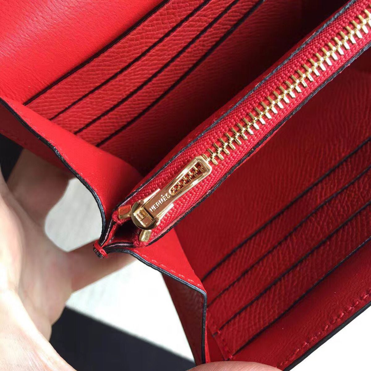 Hermes Constance Long Wallet In Red Epsom Leather - Image 8