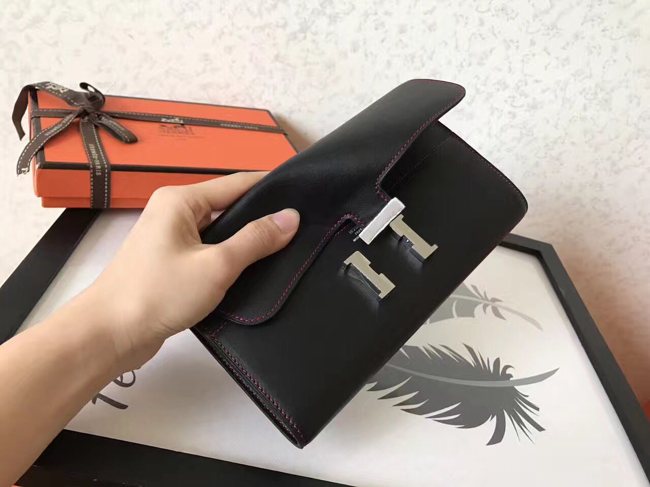 Hermes Constance Long Wallet In Black Swift Leather - Image 7