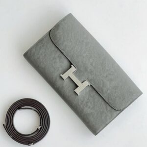 Hermes Constance To Go Wallet in Gris Meyer Epsom Calfskin
