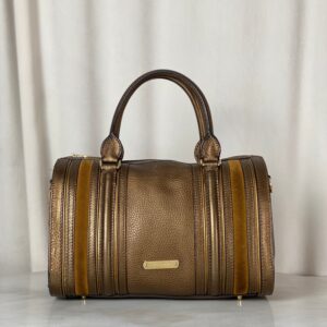 Burberry Metallic Camel Bowling Alchester Boston Medium Bag