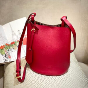 Burberry Red Lorne Poppy Bucket Small Bag