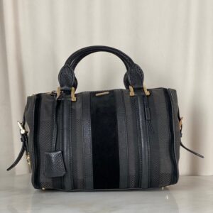 Burberry Black Bowling Boston Medium Bag