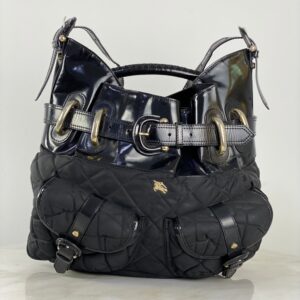 Burberry Black Nylon Vernis Bromley Ad Hobo Bag