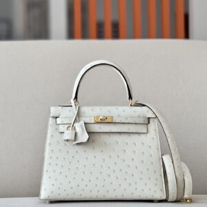 Kelly 25 Ostrich Parchemin (3C) Gold Hardware